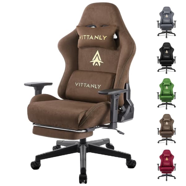 Spelstol, Ergonomisk Design, Justerbara Armstöd,Brun