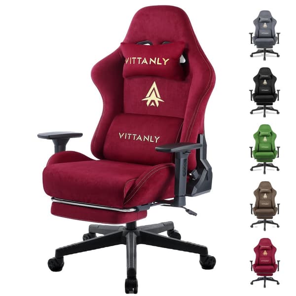 Gamingstol, Ergonomisk Design, Justerbare Armlæn,Vine Rød