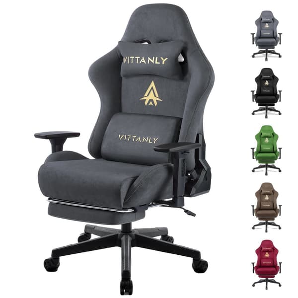 Gamingstol, Ergonomisk Design, Justerbare Armlæn,Grå