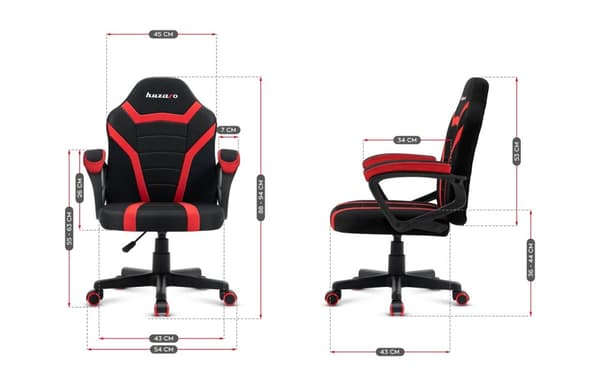 Spelstol för barn Huzaro Ranger 1.0 Red Mesh, svart, röd