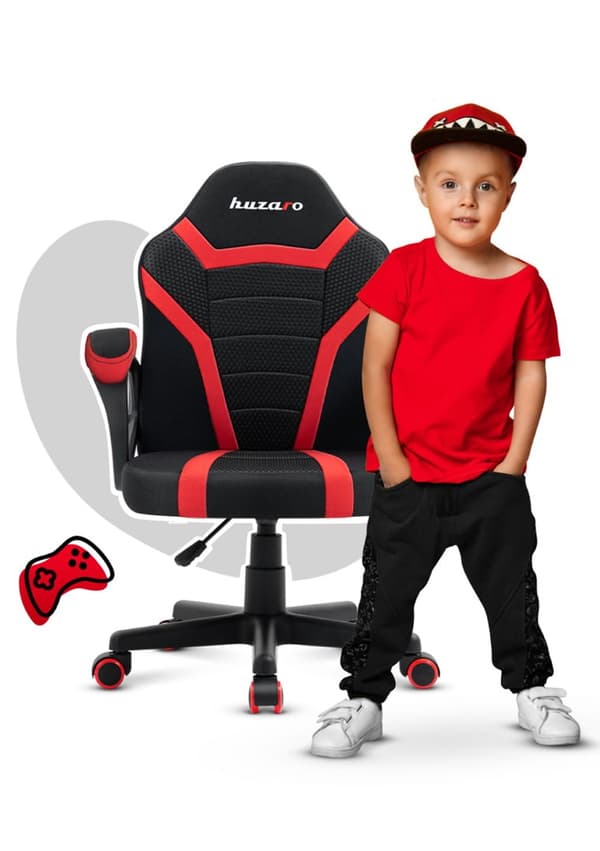 Spelstol för barn Huzaro Ranger 1.0 Red Mesh, svart, röd