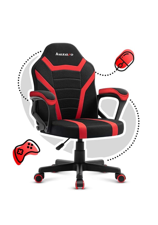 Spelstol för barn Huzaro Ranger 1.0 Red Mesh, svart, röd