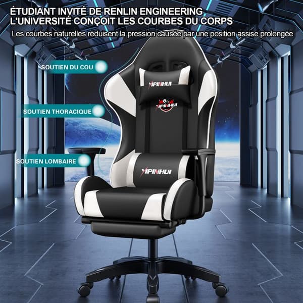 FOXSPORT-Gamingstol-Gamingstol-Justerbar kontorsstol-Höjdjusterbar-Med golvmatta-200KG belastning-Svart