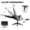 Miniatyrbild 2 av 4: Gamingstol med teleskopfotstöd, ergonomisk kontorsstol för gamer foxsport, justerbar höjd och armstöd - Vit