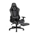 Miniatyrbild 1 av 4: Gamerstol med teleskopiskt fotstöd, ergonomisk gaming-kontorsstol foxsport, justerbar höjd och armstöd - Svart