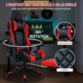 Miniatyrbild 2 av 4: Kontorsstol, gamer-stol, justerbar gaming-stol med fotstöd, nackkudde och lumbarstödkudde - Röd