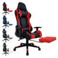 Miniatyrbild 1 av 4: Kontorsstol, gamer-stol, justerbar gaming-stol med fotstöd, nackkudde och lumbarstödkudde - Röd