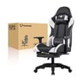 Miniatyrbild 3 av 6: FOXSPORT-Spelstol-ergonomisk-gamingstol-med teleskopfotstöd-3D-armstöd-huvudstöd- belastning 200 kg-svart