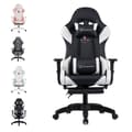 Miniatyrbild 1 av 6: FOXSPORT-Spelstol-ergonomisk-gamingstol-med teleskopfotstöd-3D-armstöd-huvudstöd- belastning 200 kg-svart