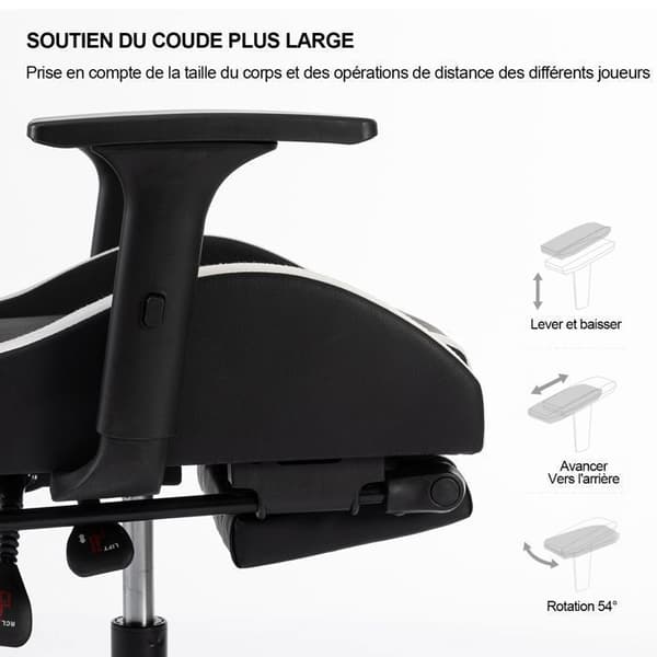 FOXSPORT Gaming Chair - Ergonomisk Gamer Stol - huvud- och ländryggskuddar - Lutar 90 °-155 ° - belastning 200KG - Grå
