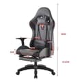 Miniatyrbild 6 av 6: FOXSPORT Gaming Chair - Ergonomisk Gamer Stol - huvud- och ländryggskuddar - Lutar 90 °-155 ° - belastning 200KG - Grå