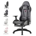 Miniatyrbild 1 av 6: FOXSPORT Gaming Chair - Ergonomisk Gamer Stol - huvud- och ländryggskuddar - Lutar 90 °-155 ° - belastning 200KG - Grå