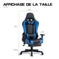 Miniatyrbild 4 av 4: Kontorsstol, gamer-kontorsstol, justerbar gaming-stol med fotstöd, nackkudde och ländryggskudde - Blå