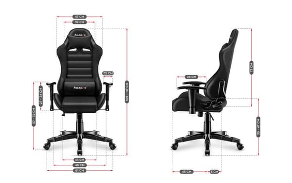 HUZARO Ranger 6.0 svart spelstol Ergonomisk spelfåtölj Höjdjusterbar svängbar svankstöd