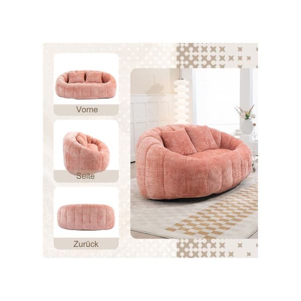 Fåtöljer med fickor Loveseat Hållbar komfort Recliner Accent Golv Mjuk Lounge Stol i rosa chenille