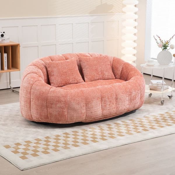 Fåtöljer med fickor Loveseat Hållbar komfort Recliner Accent Golv Mjuk Lounge Stol i rosa chenille
