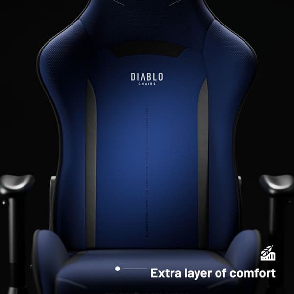 Diablo X-ST4RTER Gaming Chair Gamer Fåtölj Ergonomisk kontorssits 2D Tygskydd Armstöd (mörkblå)