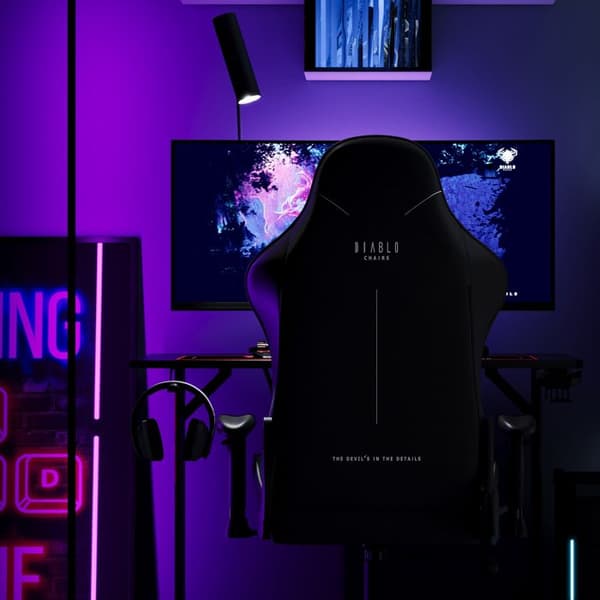 Diablo X-ST4RTER Gaming Chair Gamer Fåtölj Ergonomisk kontorssits 2D Tygskydd Armstöd (mörkblå)