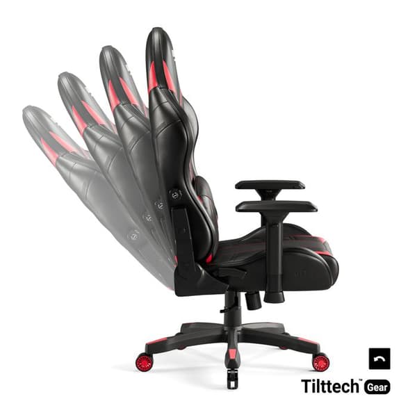 Diablo X-Ray Gaming Chair Office Gamer Chair 4D Armstöd Läderperforeringskudde Lumbar Cousin (svart-röd, L)