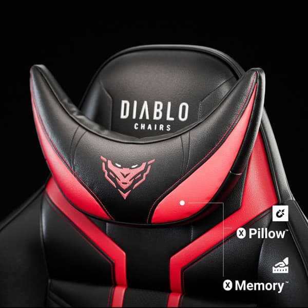 Diablo X-Ray Gaming Chair Office Gamer Chair 4D Armstöd Läderperforeringskudde Lumbar Cousin (svart-röd, L)