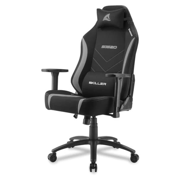 Spelstol - Sharkoon - SKILLER SGS20 - Svart/grå tyg - Sportig design - Höjdjusterbar