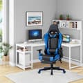 Miniatyrbild 4 av 4: Spelstol med teleskopfåtölj, ergonomisk spelfåtölj för kontor foxsport, justerbar höjd och armstöd - Blå