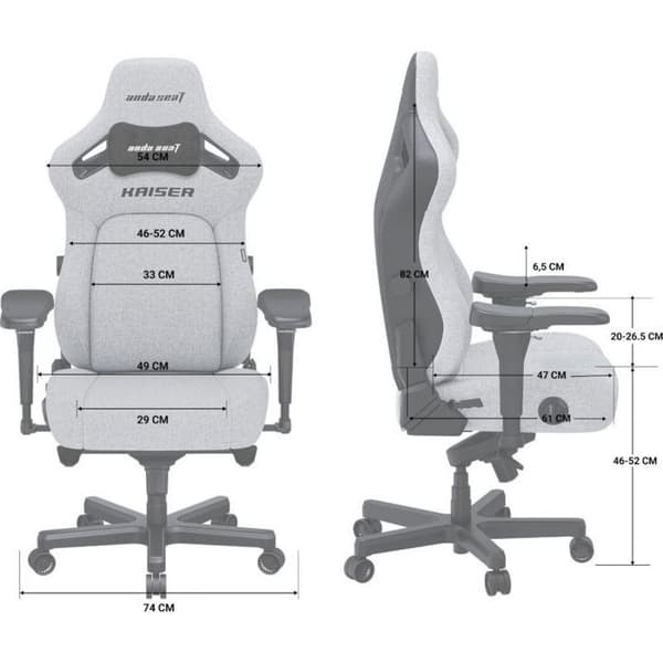 Belägringsspel - kontorsstol gaming Anda seat Spelstol Kaiser 4 L, grått tyg
