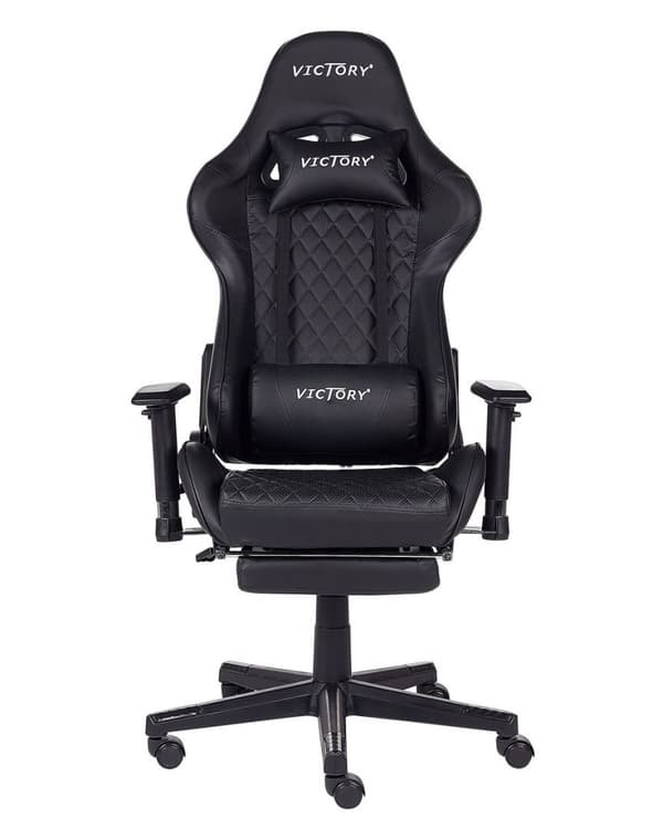 Ställbar kontorsstol, ekoläder, svart, VICTORY Lumarko!