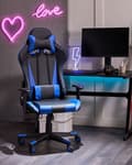 Miniatyrbild 3 av 10: Ställbar kontorsstol, ekoläder, svart och blå, GAMER Lumarko!