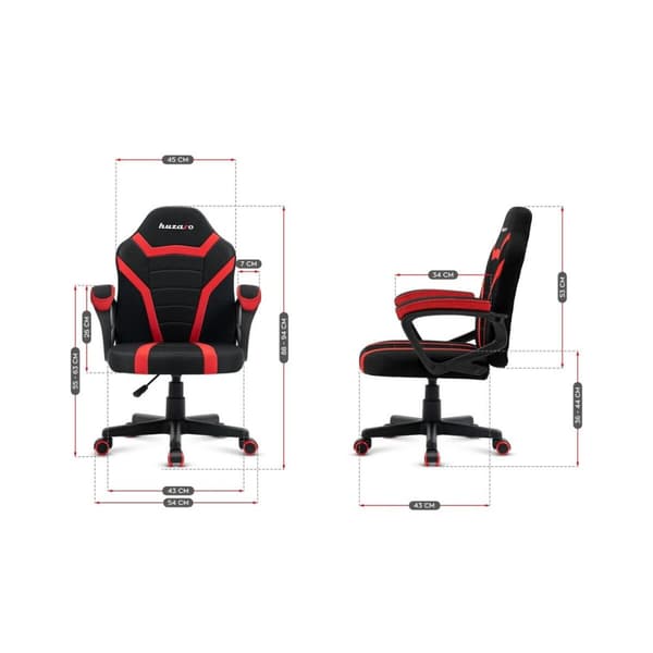 Spelstol Huzaro HZ-Ranger 1.0 red mesh          Svart Röd
