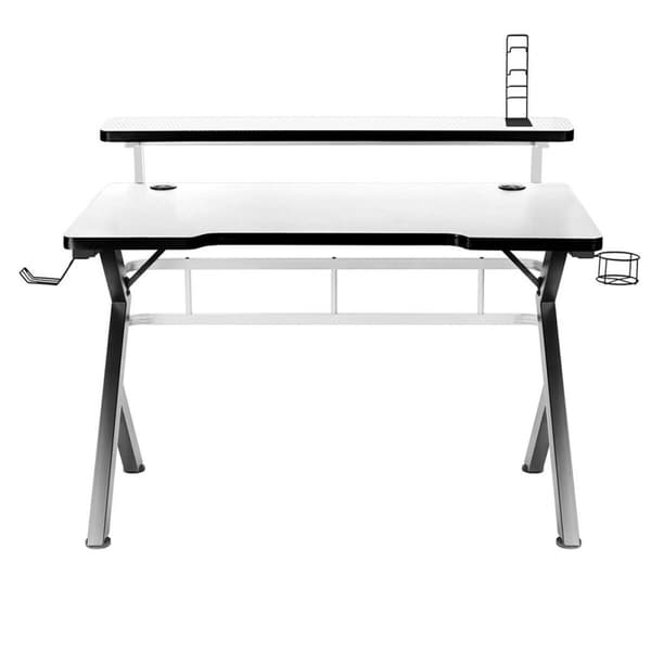 Skrivebord Gaming Huzaro HZ-Hero 5.0 White Hvid Sort Kulfiber 120 x 60 cm