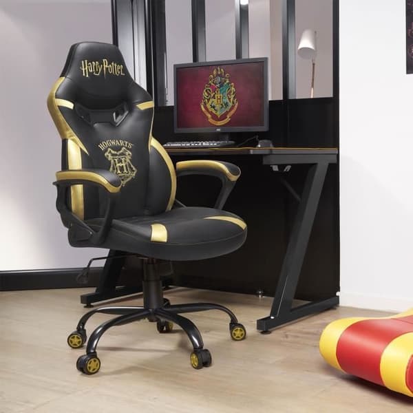 Harry Potter - Junior Gamer Seat - Kontorsstol - Officiellt licensierad Hogwarts Black and Gold Gaming Chair