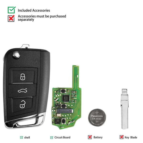 VVDI Smart Fjernbetjening Nøgle, Flip Design, Kompatibel med VVDI Værktøjer,5STK