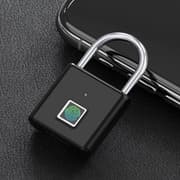 Fingeraftryks hængelås med USB-opladning Sort