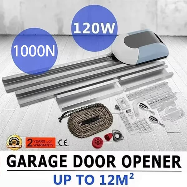 Garageportöppnare, 120W motoreffekt, 12m² täckning,1000N