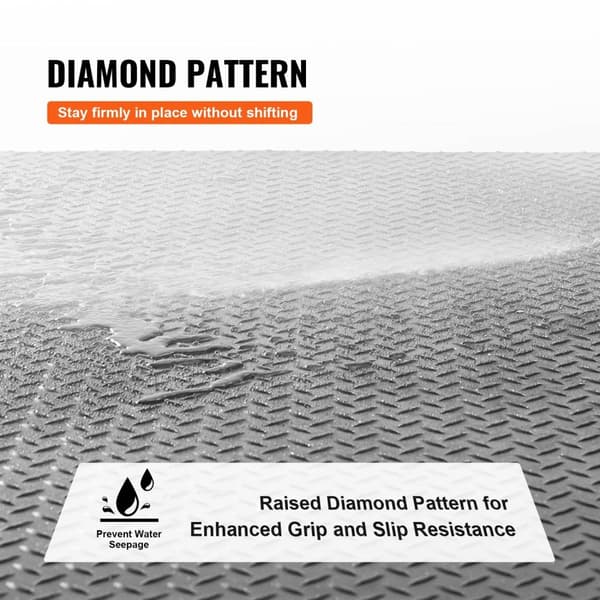 4 x 6 FT diamant-plåt gummi golvrulle, mångsidig garagegolvmatta, vattentät och läckagetät, lätt att rengöra och skära
