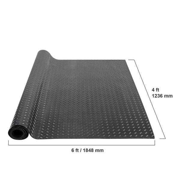 4 x 6 FT diamant-plåt gummi golvrulle, mångsidig garagegolvmatta, vattentät och läckagetät, lätt att rengöra och skära