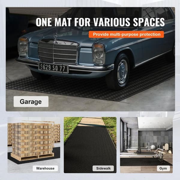 4 x 6 FT diamant-plåt gummi golvrulle, mångsidig garagegolvmatta, vattentät och läckagetät, lätt att rengöra och skära