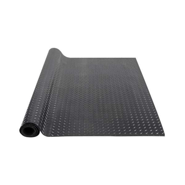 4 x 6 FT diamant-plåt gummi golvrulle, mångsidig garagegolvmatta, vattentät och läckagetät, lätt att rengöra och skära