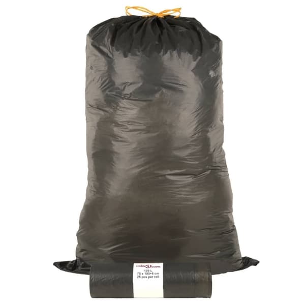 vidaXL affaldsposer med lukkesnor 250 stk. 120 l sort