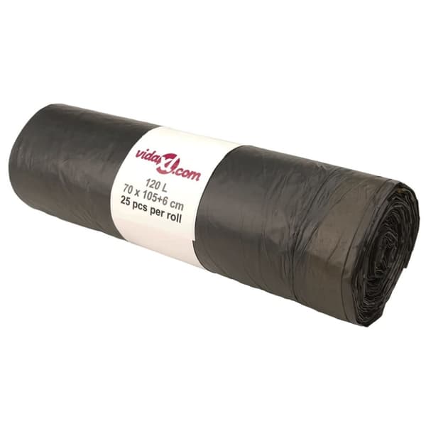 vidaXL affaldsposer med lukkesnor 250 stk. 120 l sort