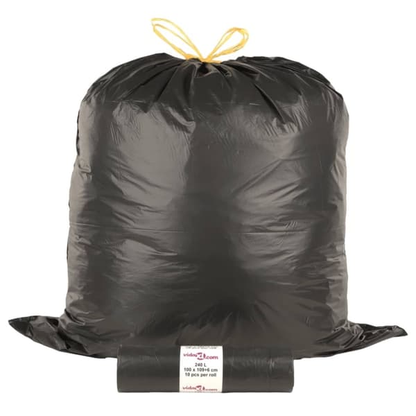 vidaXL affaldsposer med lukkesnor 150 stk. 240 l sort