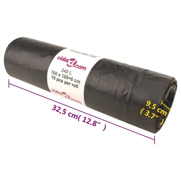 vidaXL affaldsposer med lukkesnor 150 stk. 240 l sort