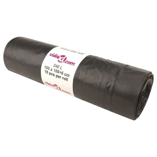vidaXL affaldsposer med lukkesnor 150 stk. 240 l sort