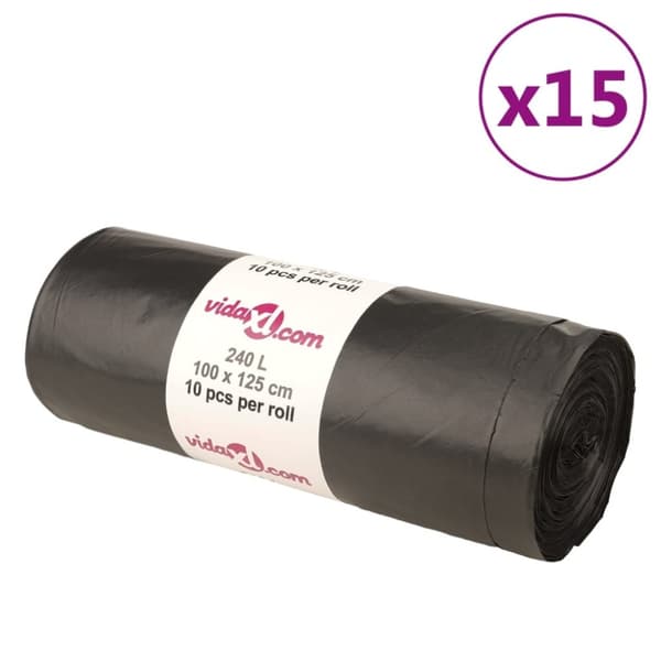 vidaXL Roskapussit 150 kpl musta 240 l