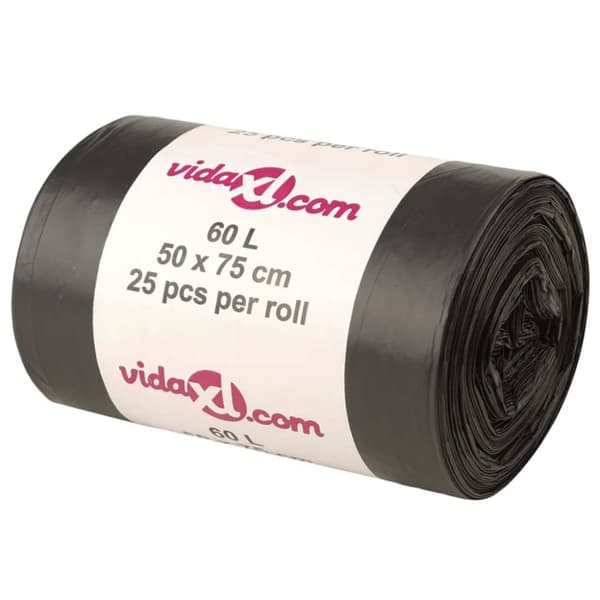 vidaXL Søppelposer 250 stk svart 60 L