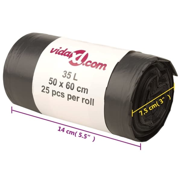 vidaXL affaldsposer 250 stk. 35 l sort