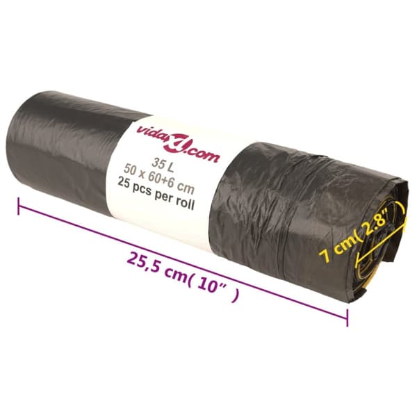 vidaXL affaldsposer med lukkesnor 250 stk. 35 l sort