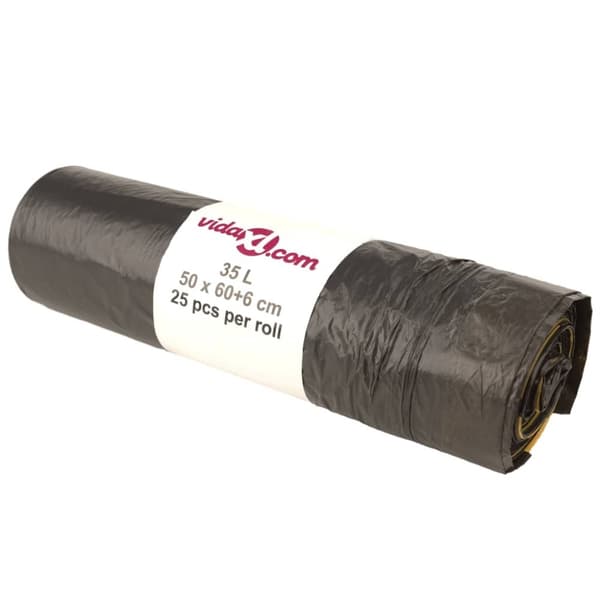 vidaXL affaldsposer med lukkesnor 250 stk. 35 l sort