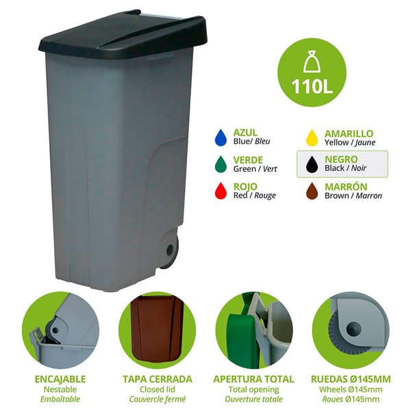 Denox Container Med Hjul 23450.090 110l Søvfarvet